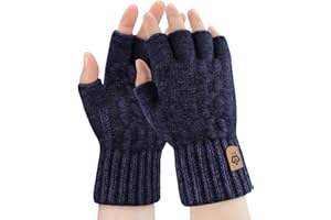 ARFNKIM Half Finger Gloves Winter Thickened Thermal Knitted Working Running Biking Driving Fingerless Gloves for Men Women