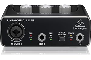 Behringer UM2 Interfaz de audio USB Audiophile 2x2 con preamplificador de micrófono XENYX