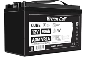 Green Cell® AGM 12V 90Ah Akku Vlies Blei-Batterie Bleiakku Ersatzakku Gelakku Akkubatterie Zyklenfest Unbemann Caravan Photovoltaik Rollstuhl Solarspeicher| Solarbatterie Golfwagen Wohnwagen