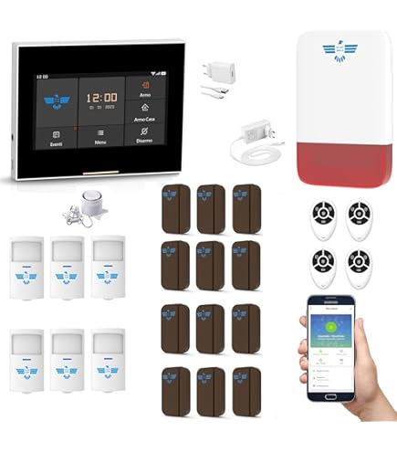 Sistema Allarme Casa Wireless HUXGO - WiFi + GSM, Sirena Solare, Sensori Movimento E Apertura, App Controllo - Foto 5