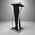 Grace Podium Stand Wood,Podium Pulpit for Church, Lecterns & Podiums Modern with Tilted Reading Surface for Churches Entrance, Classroom 50x50x117cm (LEATHER BLACK)