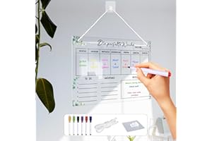 YSOOUA Wochenplaner Abwischbar Wochenplaner aus Acrylglas für Haushaltsplan 30 x 20CM Memoboard mit 6 Whiteboard-Stift Haushaltsplan zum Aufhängen To Do Liste für den Haushalt(A)