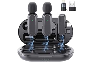 voijump Lavalier Mikrofon Kabellos Handy für iPhone/Android, Mini Ansteckmikrofon mit Ladecase & 42h Akku, Mikrofon Handy Kabellos mit Geräuschunterdrückung, für Podcast, TikTok, YouTube, Streaming