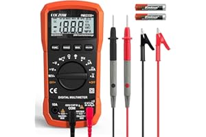 COCZOW Digital Multimeter,Multimeter Tester, High Sensitivity Voltmeter Ammeter Ohmmeter NCV Circuit Checker Measures AC/DC Voltage,AC/DC Current, Resistance, Diodes, Continuity, Transistor (Black)
