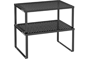 ‎SONGMICS SONGMICS Zestaw 2 półek na przyprawy Półka kuchenna Organizer do kuchni Uchwyt na przyprawy kuchenne Możliwość rozbudowy Możliwość układania w stosy Mała półka Metalowy atrament Czarny KCS001B01