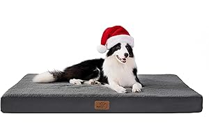 BEDSURE orthopädisches Hundebett Grosse Hunde - 112x81x7.6cm Hundekissen flauschig Hundematte waschbar Hundematratze in dunkelgrau für große Hunde
