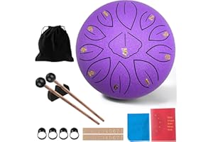 TAECHALINGO Rain Drum,11 Noten 6 Zoll,Chakra Lluvia Drum,Stahlzungentrommel Regen,Rain Music Drum,Rain Drum Outdoor,Rain Drum Garten,Handpan mit Schlägel,Percussion Instrumente (11-Ton 6-Zoll)