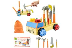 Walizka narzędziowa dla dzieci, stół warsztatowy AolKee dla dzieci, zabawka dla dzieci od 2, 3, 4 lat, prezent dla chłopców i dziewczynek, narzędzia drewniane dla dzieci, zabawka edukacyjna