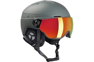 BLACK CREVICE Casque de Ski Calgary I avec visière Style Pilote - Couleurs différentes I Casque de Ski Hommes & Femmes I - en Polycarbonate I Casque de Ski Respirant I Taille réglable