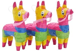 JUVALE 3 Pack Mini Rainbow Donkey Pinata Set for Cinco de Mayo Party Decorations, Birthdays, Mexican Fiesta Supplies, 20 x 10 cm