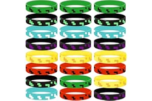 YunLone 24 braccialetti per feste a tema pixel, braccialetti per feste di compleanno, bomboniere, decorazioni per feste