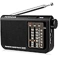 Retekess V117 Portable Radio,Battery Radio,FM AM SW 3-band with Best Reception,Earphone Jack,Antenna,Large Knob, Simple for the Elderly(Black)