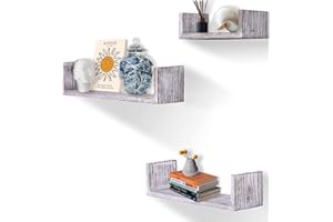 Comfify Rustico Muro Montato a Forma di U di mensole galleggianti - Set di 3 - Grande, Medio e Piccolo - Viti e ancoraggi Inclusi