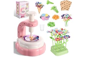 HSEAMALL Kit de bricolage de fleurs pour enfants, presse à fleurs créative avec accessoires de bouquet, jouets de bricolage pour filles, rose