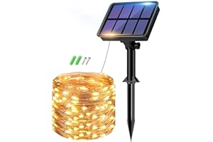btfarm 1 Pack Guirnaldas Luces Exterior Solar, 8+2M 80LED Luces Solares LED Exterior Jardin Luces Navidad Exterior Solares Luz Solar Exterior Jardin Cadena para Navideñas Decoracion Arbol, Cálido