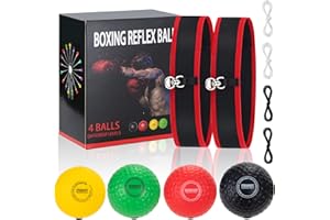 Jesustree Reflex Ball da Boxe con 4 Palla Riflessa e 2 Fasce Regolabili per Controllo di velocità, Timing, Precisione, Forza e Formazione di Coordinazione Occhi