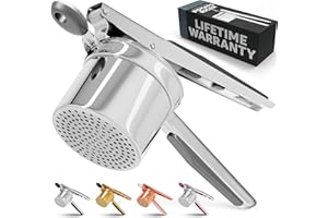 PRIORITY CHEF PriorityChef Large 15oz Potato Ricer, Heavy Duty Stainless Steel Potato Masher and Ricer Kitchen Tool, Press and Mash Kitchen Gadget For Perfect Mashed Potatoes - Everytime, Grey