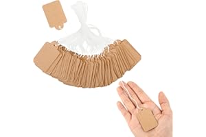 Prasacco 200 sztuk zawieszek z etykietami z ceną, 3 x 4,8 cm, z papieru typu, etykiety cenowe, etykiety na prezenty z nicią, ręcznie robione naklejki wiszące na ubrania, biżuterię