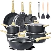 GiPP 22 Pieces Induction Frying Pan Set &ndash; Frying Pan and Saucepan Set with Non-Stick Ceramic Coating, Non-Toxic Cookware Set,