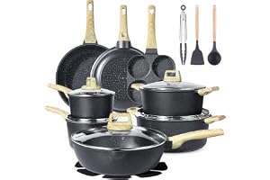 GiPP 21 delars Köksredskapsset, Keramisk Non-Stick Beläggning | Induktionskompatibelt & Ugnsäkert, passar alla spisar(Svart,2