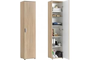 Home Collective Schmaler Mehrzweckschrank 40 cm breit mit 1 Tür & 4 Einlegeböden, Universalschrank Haushaltsschrank für Haushalt, Flur, Büro oder Schlafzimmer, 40x35x184 cm (BxTxH), Sonoma Eiche