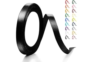 ARTCUT 10MM×22M Nastro Raso, Nastro per Palloncini, Nastro Regalo, Nastri Colorati, Nero Nastri per Pacchi Regalo, Torta, Regalo, Festa di Compleanno, Matrimonio, Easter, Nastri Decorativi Tessuto