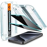 Spigen iPhone 15 Pro ile Uyumlu Kolay Kurulum Cam Ekran Koruyucu GLAS.tR EZ Fit Privacy HD (2 Adet) Hayalet - AGL06894 (Spige
