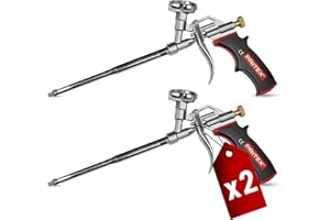 PRITEX – 2x Schaumpistole inkl. Düsenverlängerung – Bauschaumpistole für Pistolenschaum, Bauschaum, Montageschaum uvm. – Metallpistole mit gummiertem Handgriff – Montagepistole für präzise Dosierung