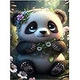 Panda Diamond Painting Kits DIY 5D Diamond Art Painting Kits for Adults Beginners Flowers Diamond Dots Full Round Drill Gem Art Painting Kit for Home Wall Decor Gift 12x16inch