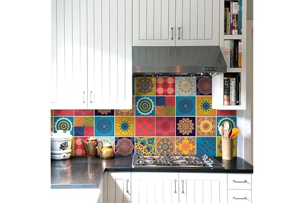 RE-COVERTILES - Stickers Carrelage Cuisine et Bain Carreaux Adhésifs en PVC Imperméables Anti-rayures Autocollants Décoratifs Mur Peel and Stick - Modèle 24 Pcs 10x10 cm PS00180 Made in Italy