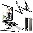 K-MART Adjustable Laptop Stand for Desk, 6-Angle Laptop Riser Portable Laptop Holder, Air-Ventilated Cooling Notebook Stand for Compatible with MacBook Air, Pro, Dell 10-15.6” (Black)