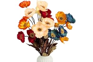 RelatoHolife 6 Pcs Papaveri Artificiali Fiori Finti Per Vasi Alti 59 Cm Papaveri Finti Fiore Seta Stelo Lungo Per Casa Giardino Matrimonio Centrotavola Vacanza Autunno Decorazioni (Colori Misti)