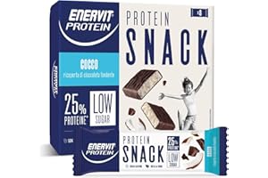 Enervit, Protein Snack al Cocco e Cioccolato Fondente, Low Sugar, Cuore Morbido al Cocco, Barrette Proteiche, Per il Controllo del Peso, Ricche in Fibre, Senza Glutine, 8 Barrette da 27g