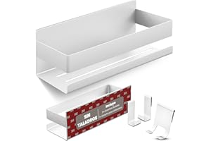 LIEBHEIM Estante de ducha Cesta de ducha Estante de baño sin taladrar - Montaje con cinta adhesiva industrial o adhesivo fuerte - Estante de baño - Aluminio cepillado