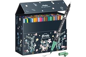 Ohuhu 160 Colores Rotuladores Lettering Punta Pincel, Marcadores de Agua Doble Punta, Profesionales Punta Fina Acuarelables para Adultos Dibujo, Caligrafía, Lettering, Mandalas