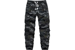 APTRO Herren Cargo Hose Camouflage Freizeithose Elastische Taille Arbeitshose Lange Baumwolle Jogginghose mit 8 Tachen LT23
