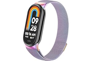 Meliya Armband für Xiaomi Smart Band 9/ Xiaomi Smart Band 8 Damen Herren, Weich Verstellbares Magnetisch Ersatzarmband Sport Metall Armbänder für Xiaomi Mi Band 9 / Mi Band 9 Edelstahl Uhrenarmband