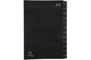 Exacompta 57024E - Cartella portadocumenti riciclata, in cartone extra resistente, 24 scomparti dalla A alla Z, per DIN A4, fori di visualizzazione, linguette rinforzate in plastica, colore: nero