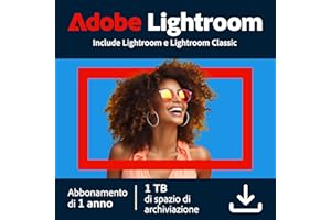 Adobe Lightroom incl. Lightroom Classic 1TB | Editor foto AI | 1 Anno | PC/Mac |Download Digitale