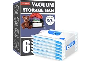CaptainFive Bolsas de Almacenaje al Vacio 6 Piezas 6L (6 * 80x61cm), Bolsas de Vacio Ropa, Bolsas para Guardar Ropa, Ropa de Cama, Edredones, Almohadas, Mantas, Ahorro Espacio