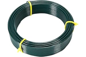 POHOVE 30.5m Garden Wire,2mm Plastic Coated Wire Plant Training Wire for Climbing Plants Support Fence Trellis for Gardening,Home, Office,Green