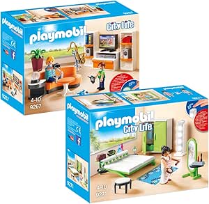 PLAYMOBIL Modernes Wohnhaus Möbelset: 9267 Wohnzimmer + 9271