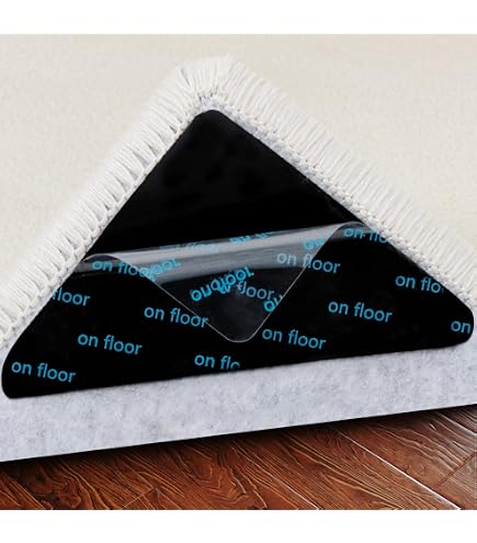 12 Tapis Antidérapants Autocollants - Blanc, 10.5x10.5cm, Lavables Et Réutilisables - Pour Tapis, Moquette, Sols Lisses (bois, Carrelage)