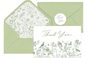 Greeting Cards Green Floral 36 Pack with Envelopes | Blank Inside for Personal Messages, Self Seal Envelopes Included, 5x7 In