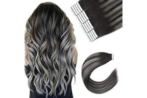 Sixstarhair Invisible Tape Extensions Echthaar 20 StüCk 50g 20 Zoll Dicke Remy Haar Extensions Seidig Glatte Tape In HaarverläNgerung #1bt1b-Silver