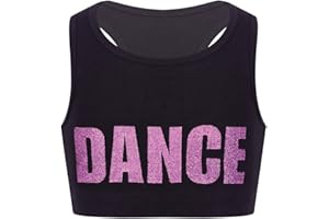 Freebily Reggiseno Sportivo Bambina Canotta Cotone Morbido Crop Top Stampa Lettere Vestito Danza Ballo Brassiere Pubertà Ragazze in Crescita 4-10 Anni