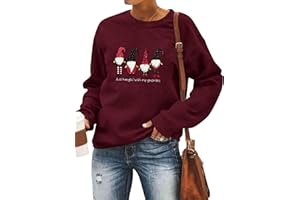 Dresswel Women Just Hangin with My Gnomies Funny Christmas Sweatshirt Dwarf Gift Xmas Pullover Tops