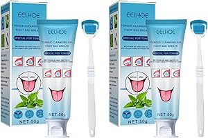 GETEAWILY Tongue Cleaning Gel with Brush - Oral Gel for Mouth Thrush Treat-ment - Oral Care Removes for Oral Odor | Brush Tongue Scrapers Fresher Breath In Seconds Tongue Brush Alternative for Hygiene