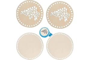 HEMAJI TUKEVA 4 Stück Korbböden zum Häkeln Holzkorbboden Naturholzkorbboden Holzboden für Häkelkorb Holzboden zum Häkeln Kreis Herzform Blank Hollow Crochet Basket Holzbasis für DIY Korb Weberei Bottom