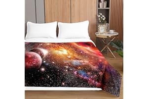 Surwin Trapuntino Copriletto Trapuntato Primaverile Estivo,Stile Moderno,Trapuntino in Morbida Microfibra con Stampa Stelle 3D Leggero Coperta Letto Singolo Matrimoniale (Pianeta Rosso,100x150cm)